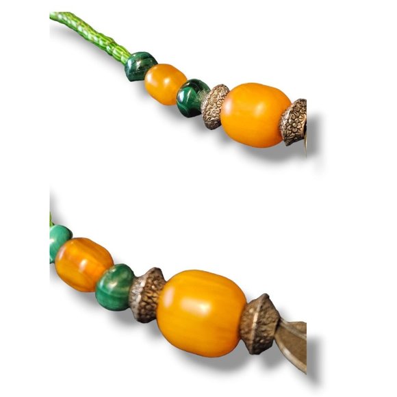 Vintage British West Africa Coins Bakelite Malachite Trade Bead Necklace - Picture 7 of 9